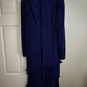 Vintage ILGWU Formal Pleated Blue Dress